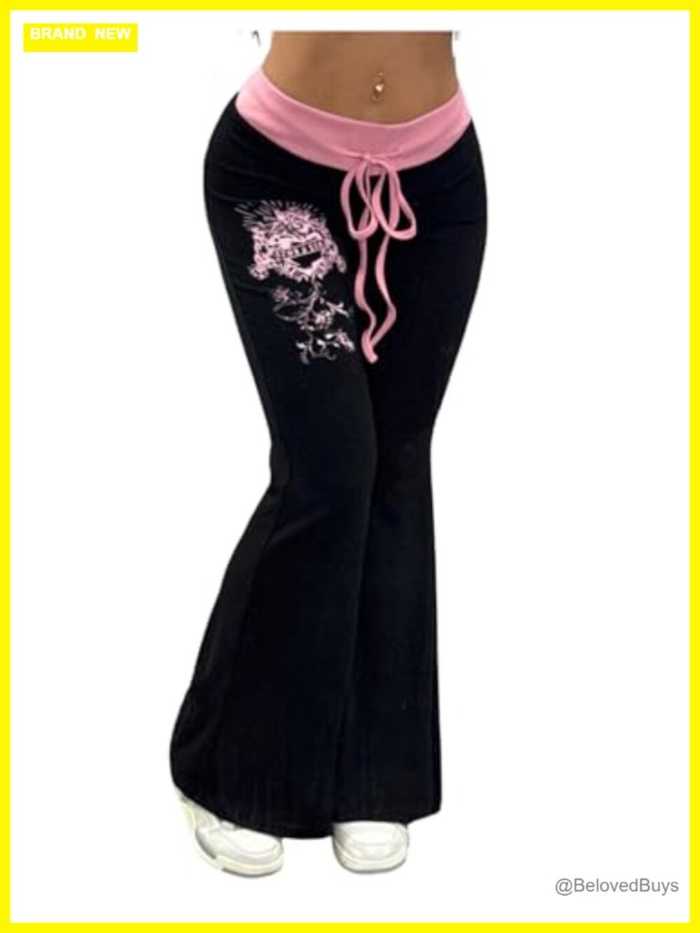 Women's Emo Goth Grunge Flare Leggings Bootcut Bell Bottom Pants Y2K Punk
